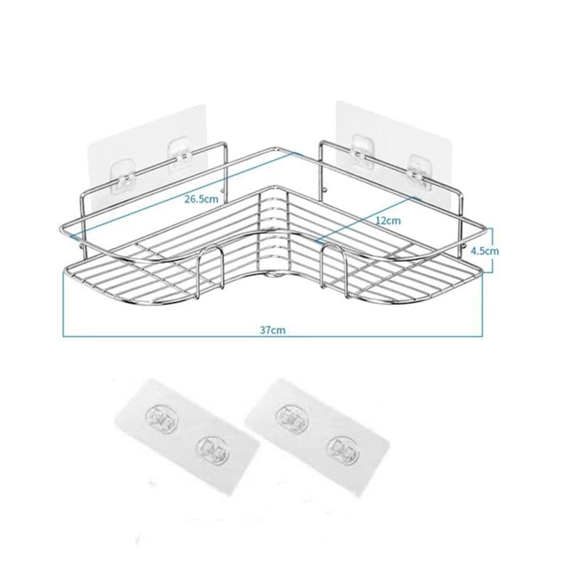 image-Bathroom kitchen Punch Corner Frame Shower Shelf Wrought Iron Shampoo Storage Rack Holder with Suction Cup bathroom accessories
