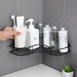 image-Bathroom kitchen Punch Corner Frame Shower Shelf Wrought Iron Shampoo Storage Rack Holder with Suction Cup bathroom accessories