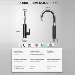 image-Briwellna Electric Water Heater 220V 2 in 1 Kitchen Faucet Tankless Water Heater Tap With Universal Spout Electric Faucet