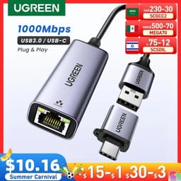 image-UGREEN USB Ethernet Adapter USB3.0 1000Mbps USB RJ45 Network Card for Laptop Xiaomi Mi Box S Nintendo Switch PC Internet USB Lan