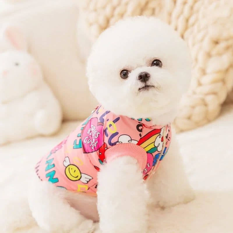 image-Fashion Print Dog Down Jacket Cute Soft Dog Clothes Winter Cat Jacket Coat Warm Puppy Costume Chihuahua French Bulldog Clothes