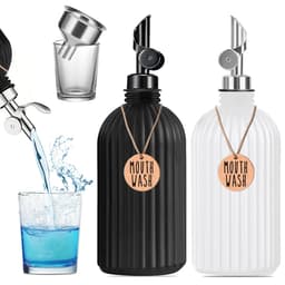 image-500ml/16Oz Mouthwash Dispenser for Bathroom Reusable Mouthwash Strips Bottle Gravity Pour Spout Mouth Wash Decanter Container