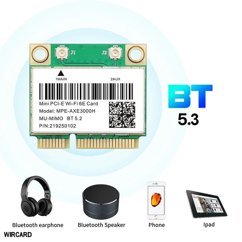 image-WiFi 6E AX210HMW Bluetooth 5.3 Mini PCI-E Wifi Card For Intel AX210 5374Mbps 802.11ax 2.4G/5G/6G WiFi 6 AX200 Wireless Adapter
