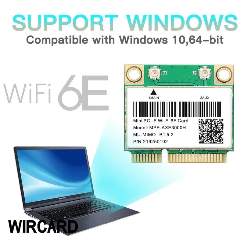 image-WiFi 6E AX210HMW Bluetooth 5.3 Mini PCI-E Wifi Card For Intel AX210 5374Mbps 802.11ax 2.4G/5G/6G WiFi 6 AX200 Wireless Adapter