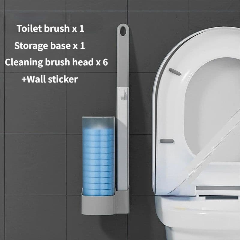 image-Disposable Toilet Brush Wall-Mounted Cleaning Tool for Bathroom Replacement Brush Head Wc Accessories