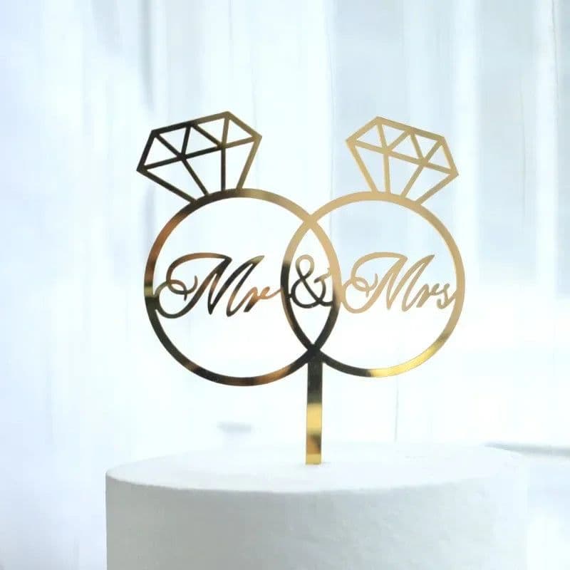 image-New Gold Mr&Mrs Wedding Cake Topper Rose Gold Bride and Groom Acrylic Cake Topper for Wedding Engagement Party Cake Decorations