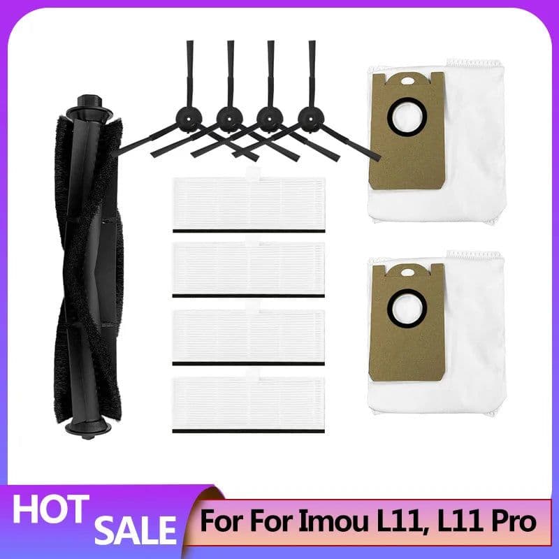 image-Dust Bag Kit Accessories For Imou L11 L11 Pro Robot Vacuum Cleaner Spare Part Main Spin Edge Side Brush Hepa Filter Mop Rag