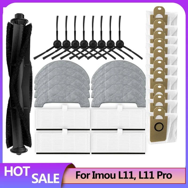 image-Dust Bag Kit Accessories For Imou L11 L11 Pro Robot Vacuum Cleaner Spare Part Main Spin Edge Side Brush Hepa Filter Mop Rag
