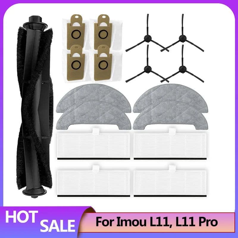 image-Dust Bag Kit Accessories For Imou L11 L11 Pro Robot Vacuum Cleaner Spare Part Main Spin Edge Side Brush Hepa Filter Mop Rag