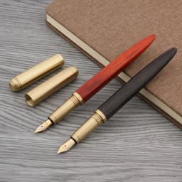 image-luxury Quality brand Red wood Fountain Pen brass Copper Calligraphy Golden M Nib INK pen Business Office school supplies