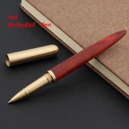 image-luxury Quality brand Red wood Fountain Pen brass Copper Calligraphy Golden M Nib INK pen Business Office school supplies
