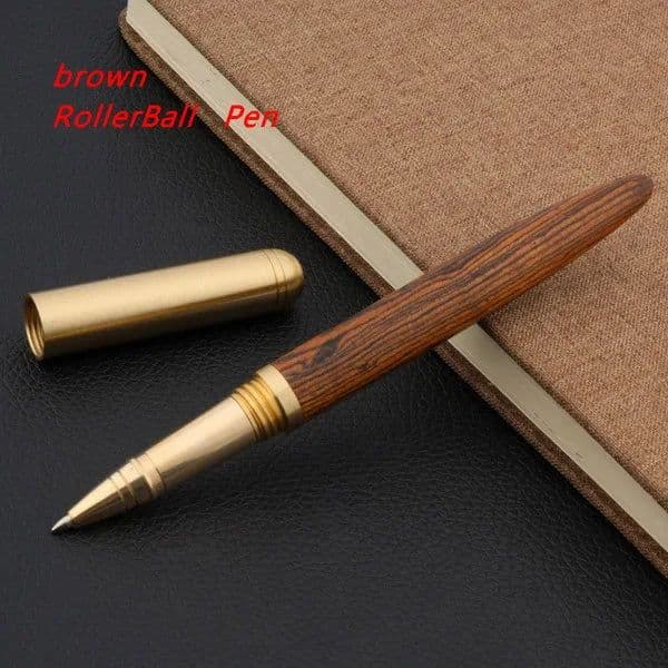 image-luxury Quality brand Red wood Fountain Pen brass Copper Calligraphy Golden M Nib INK pen Business Office school supplies