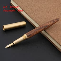 image-luxury Quality brand Red wood Fountain Pen brass Copper Calligraphy Golden M Nib INK pen Business Office school supplies