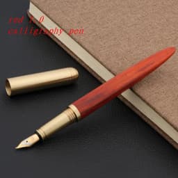 image-luxury Quality brand Red wood Fountain Pen brass Copper Calligraphy Golden M Nib INK pen Business Office school supplies