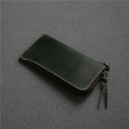 image-100% Genuine Leather Wallet For Men Male Real Cowhide Vintage Handmade Long Slim Zipper Clutch Men's Purse Card Holder Phone Bag