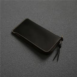 image-100% Genuine Leather Wallet For Men Male Real Cowhide Vintage Handmade Long Slim Zipper Clutch Men's Purse Card Holder Phone Bag