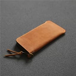 image-100% Genuine Leather Wallet For Men Male Real Cowhide Vintage Handmade Long Slim Zipper Clutch Men's Purse Card Holder Phone Bag