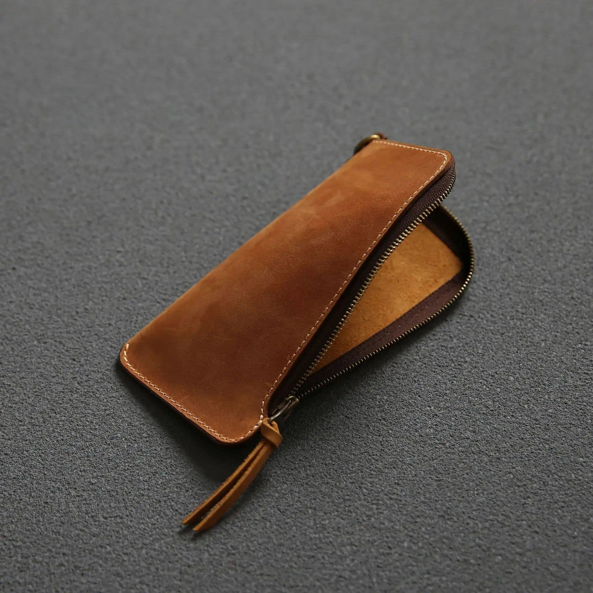 image-100% Genuine Leather Wallet For Men Male Real Cowhide Vintage Handmade Long Slim Zipper Clutch Men's Purse Card Holder Phone Bag