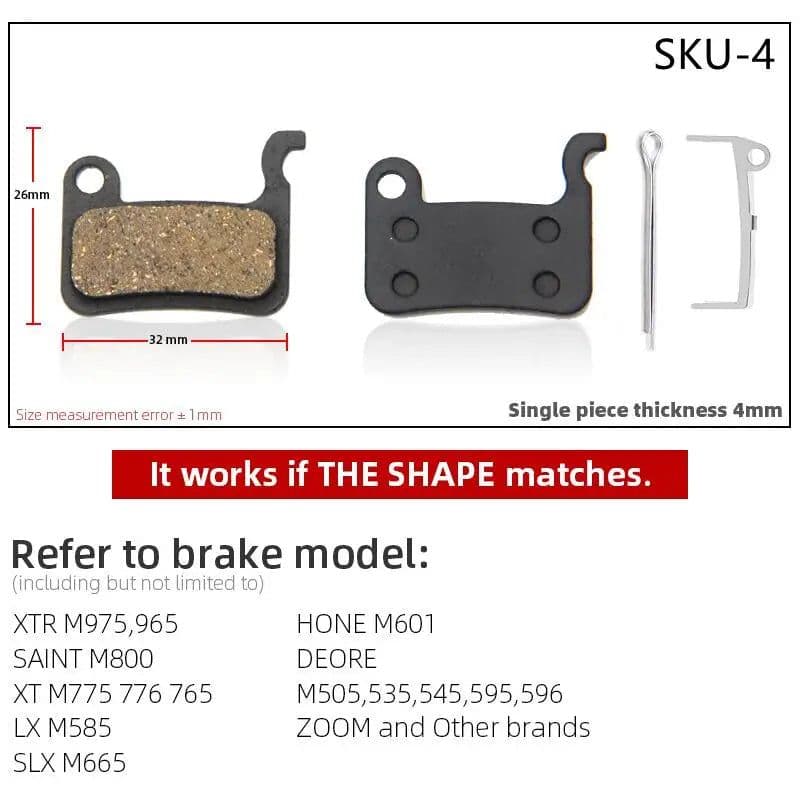 image-4 Pairs Resin MTB Cycling Bike Disc Bicycle Brake Pads for Shimano B01S Deore BR M465 475 Auriga Comp Drako Aquila Hylex