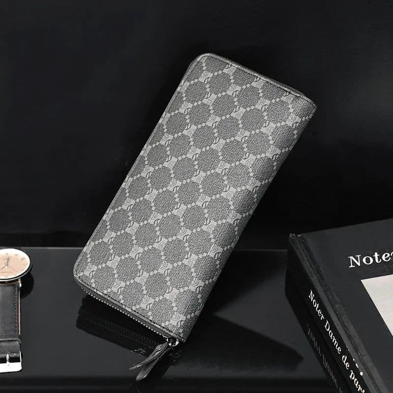 image-Xiao.p Fashion Men's High Quality Pu Leather Long Wallet Mobile Phone Card Clip Coin Purse Pattern Plaid Wallet Large Capacity