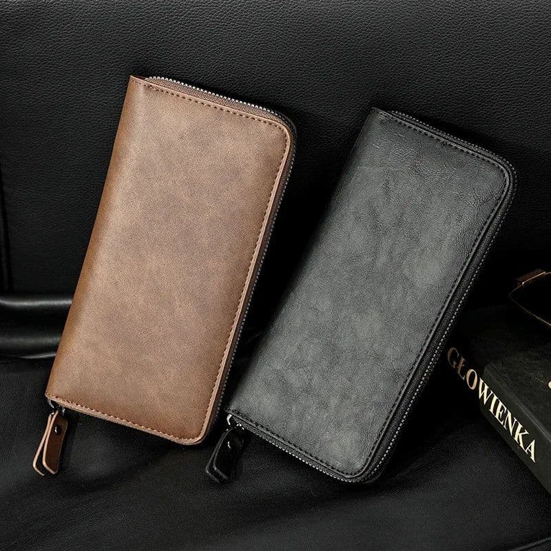 image-Xiao.p Fashion Men's High Quality Pu Leather Long Wallet Mobile Phone Card Clip Coin Purse Pattern Plaid Wallet Large Capacity