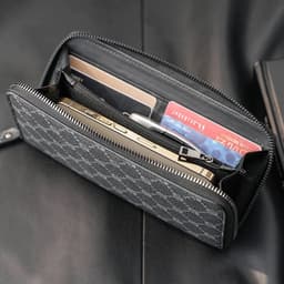 image-Xiao.p Fashion Men's High Quality Pu Leather Long Wallet Mobile Phone Card Clip Coin Purse Pattern Plaid Wallet Large Capacity