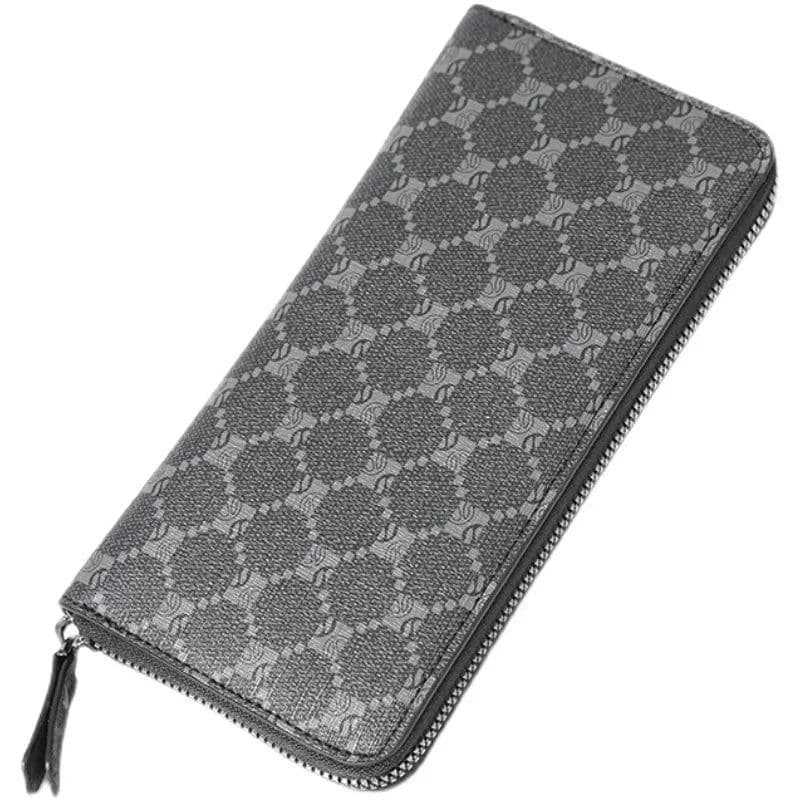image-Xiao.p Fashion Men's High Quality Pu Leather Long Wallet Mobile Phone Card Clip Coin Purse Pattern Plaid Wallet Large Capacity