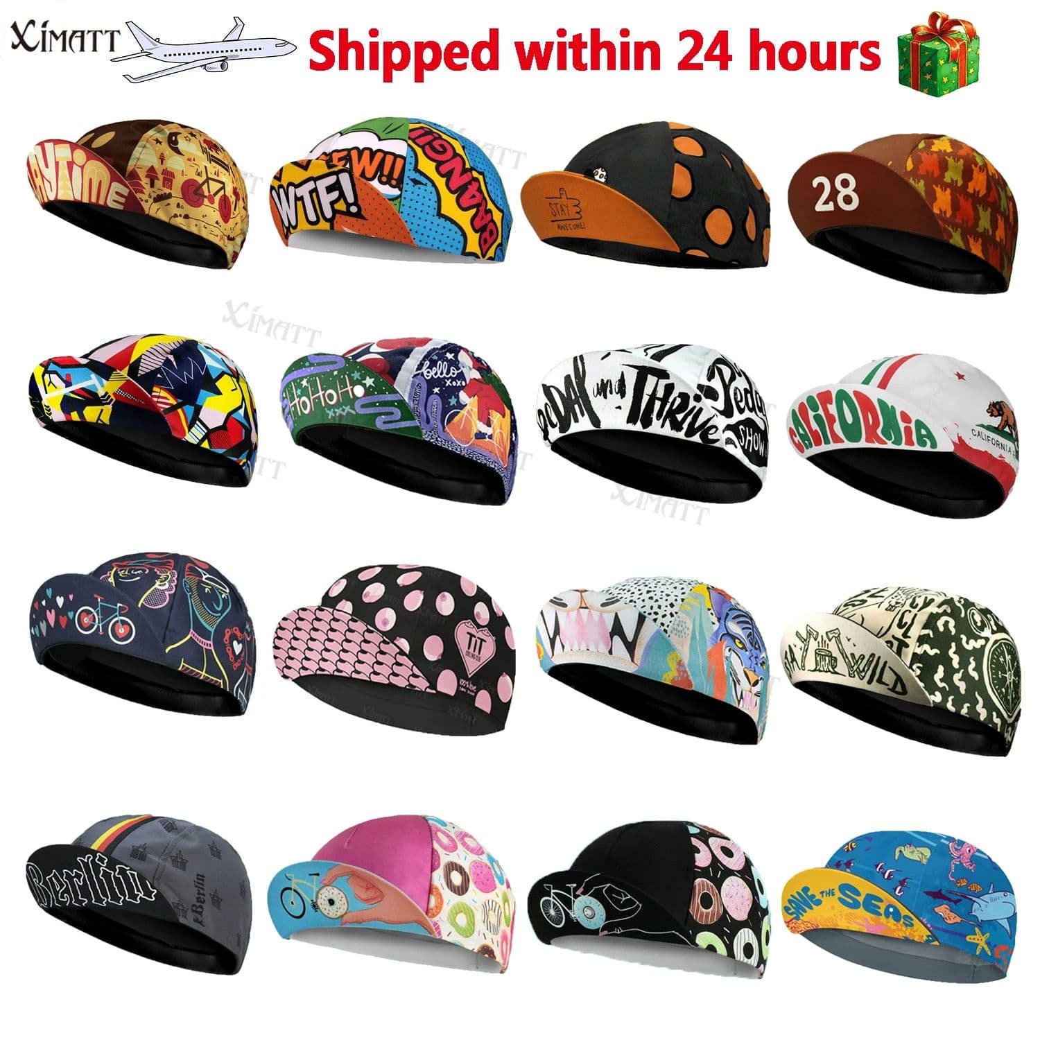 image-XIMATT Classic Retro Red Blue Green Polyester Cycling Caps Summer Sports Quick Dry Bicycle Hat Men And Women Wear Breathable