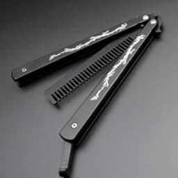 image-Foldable Comb Stainless Steel Practice Training Butterfly Knife Comb Beard Moustache Brushes Hairdressing Styling Tool