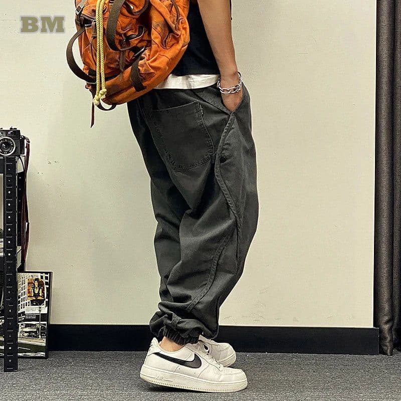 image-Plus Size Japanese Streetwear Oversize Cargo Pants Men Clothing Harajuku Casual Joggers Korean Hip Hop Baggy Trousers Male