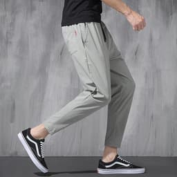 image-2024 New Korean Ice Silk Elastic Trousers Four Seasons Thin Casual Men'S Loose 9-Point Large Size Small Foot Sports Pants Spring
