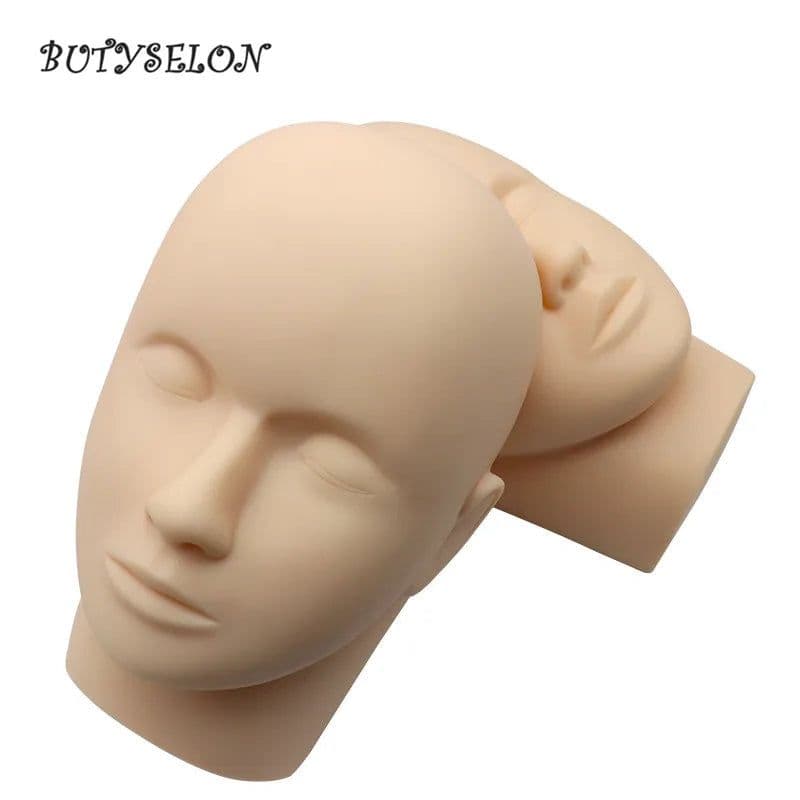 image-Rubber Practice Training Head Eyelash Extension Cosmetology Mannequin Doll Face Head For Eyelashes Makeup Practice Model