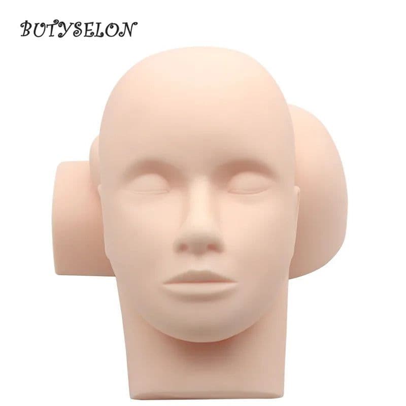 image-Rubber Practice Training Head Eyelash Extension Cosmetology Mannequin Doll Face Head For Eyelashes Makeup Practice Model