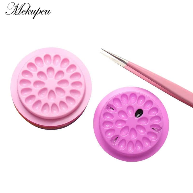 image-20/100pcs Disposable Plastic Flower Holder Sticker Glue Adhesive Pallet Grafted lashes tool For Eyelash Extension Makeup Tools