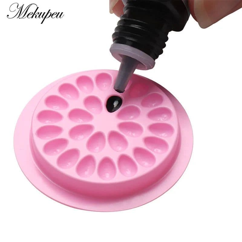 image-20/100pcs Disposable Plastic Flower Holder Sticker Glue Adhesive Pallet Grafted lashes tool For Eyelash Extension Makeup Tools