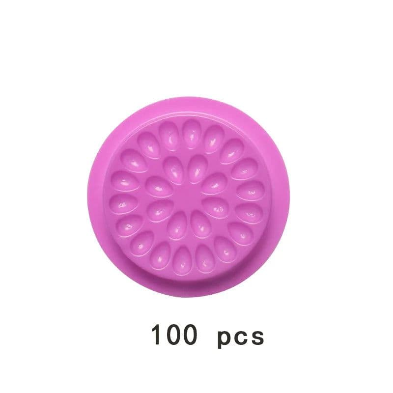 image-20/100pcs Disposable Plastic Flower Holder Sticker Glue Adhesive Pallet Grafted lashes tool For Eyelash Extension Makeup Tools