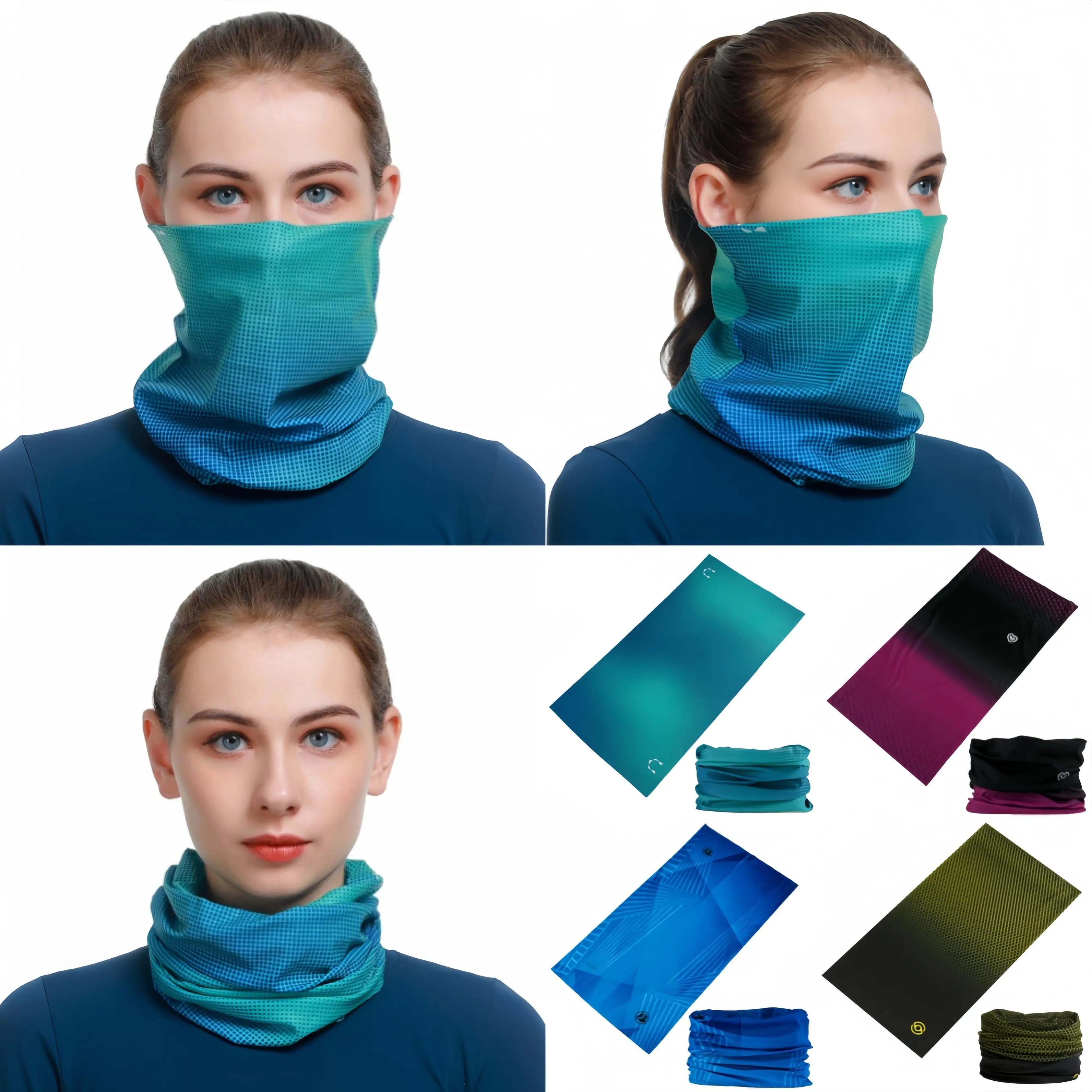 image-2024 New Design Gradient Color Turban For Woman Man UV Protection Bandana Sports Mask Balaclava Cycling Scarf Neck Gaiter