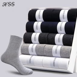 image-HSS 2023 Men's Cotton Socks New styles 10 Pairs / Lot Black Business Men Socks Breathable Spring Summer for Male US size(6.5-12)