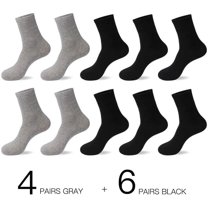 image-HSS 2023 Men's Cotton Socks New styles 10 Pairs / Lot Black Business Men Socks Breathable Spring Summer for Male US size(6.5-12)
