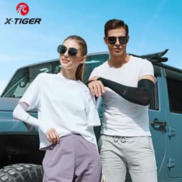 image-X-TIGER Cycling Arm Sleeves Ice Fabric Anti-UV Sunscreen Running Cycling Sleeve Outdoor Sport Cycling Arm Warmers Men Women