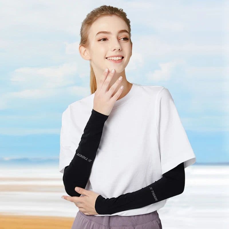 image-X-TIGER Cycling Arm Sleeves Ice Fabric Anti-UV Sunscreen Running Cycling Sleeve Outdoor Sport Cycling Arm Warmers Men Women