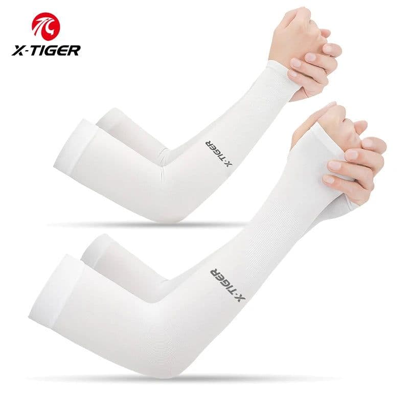 image-X-TIGER Cycling Arm Sleeves Ice Fabric Anti-UV Sunscreen Running Cycling Sleeve Outdoor Sport Cycling Arm Warmers Men Women