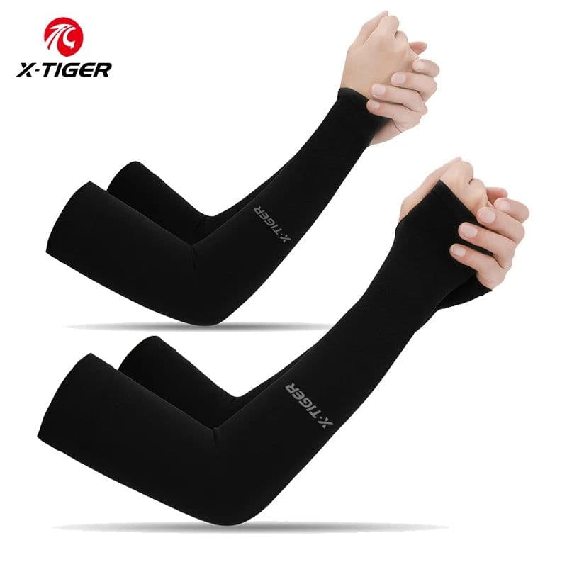 image-X-TIGER Cycling Arm Sleeves Ice Fabric Anti-UV Sunscreen Running Cycling Sleeve Outdoor Sport Cycling Arm Warmers Men Women