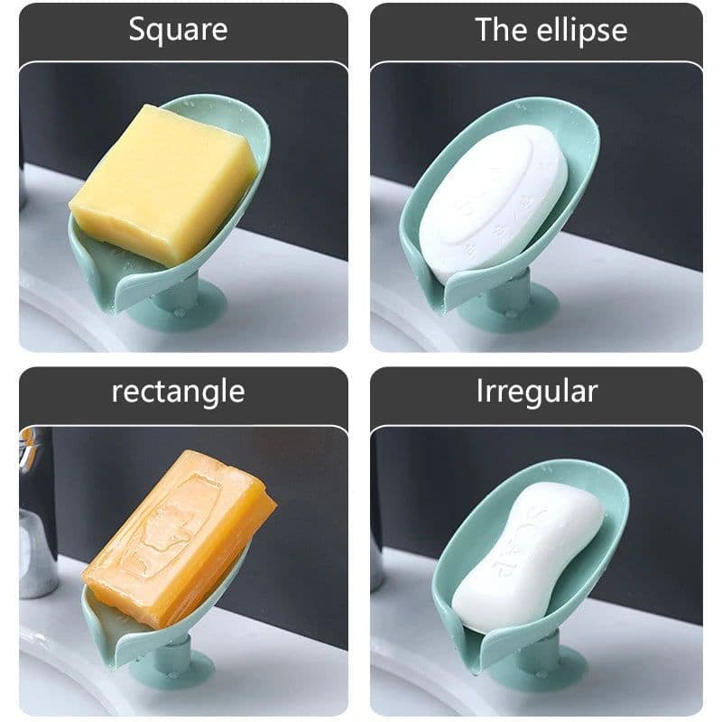 image-Leaf Shape Soap Box Drain Soap Holder Box Bathroom Accessories Toilet Laundry Soap Box Bathroom Supplies Bathroom Tray Gadgets