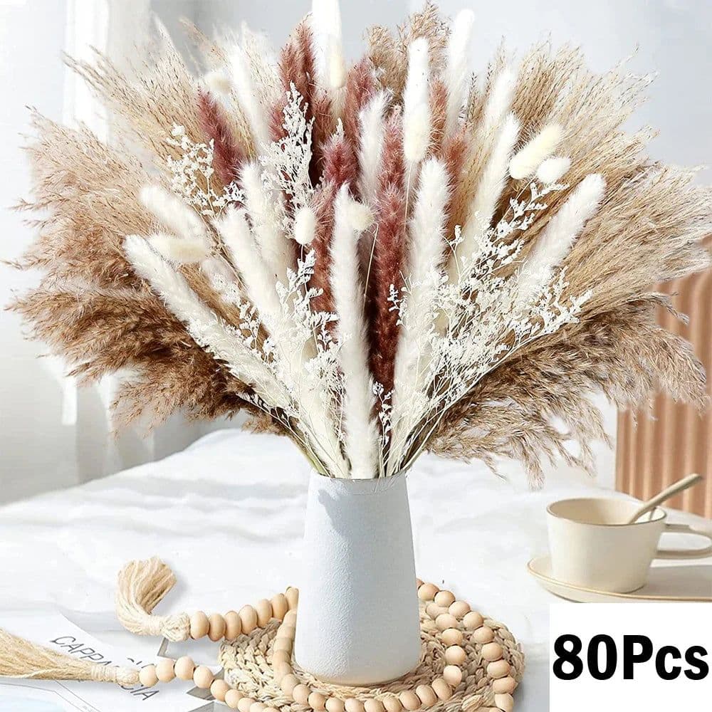 image-100Pcs Fluffy Pampas Dried Flowers Bouquet Home Decor Natural Bunny Rabbit Tail Grass Artifical Flower Wedding Party Decoration