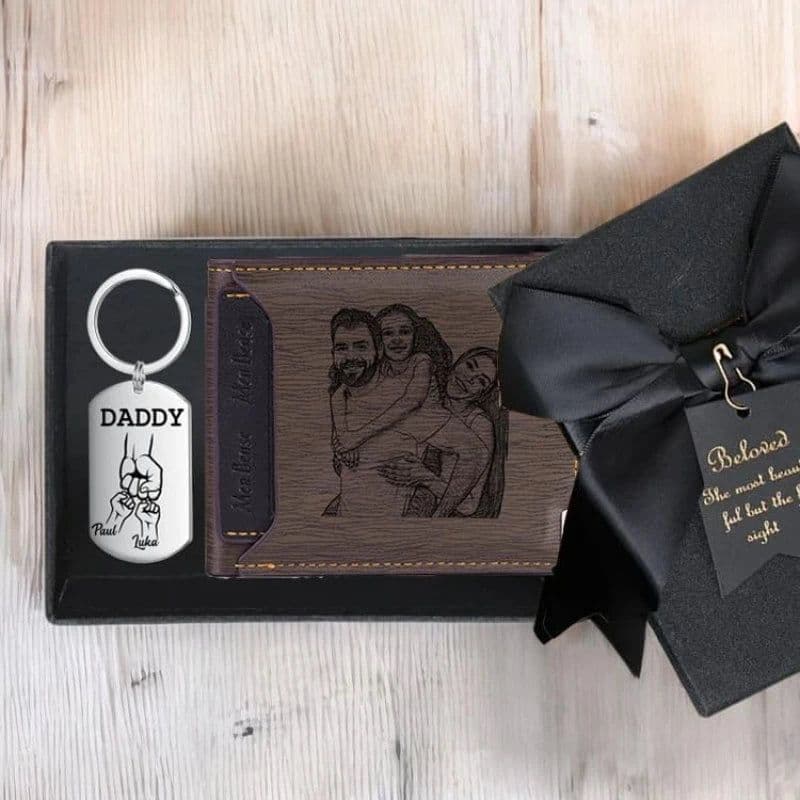 image-Personalized Photo Wallet for Men Customized Picture Name Wallets for Men Gift for Men Father's Day Valentines Gift for Husband