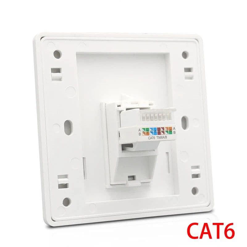 image-CAT6 RJ45 Network Wall Face Cover One Port Internet Panel Extruded Wire LAN Socket Faceplate In White For Tenda Ethernet Switch