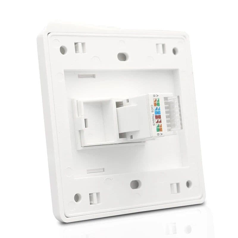 image-CAT6 RJ45 Network Wall Face Cover One Port Internet Panel Extruded Wire LAN Socket Faceplate In White For Tenda Ethernet Switch