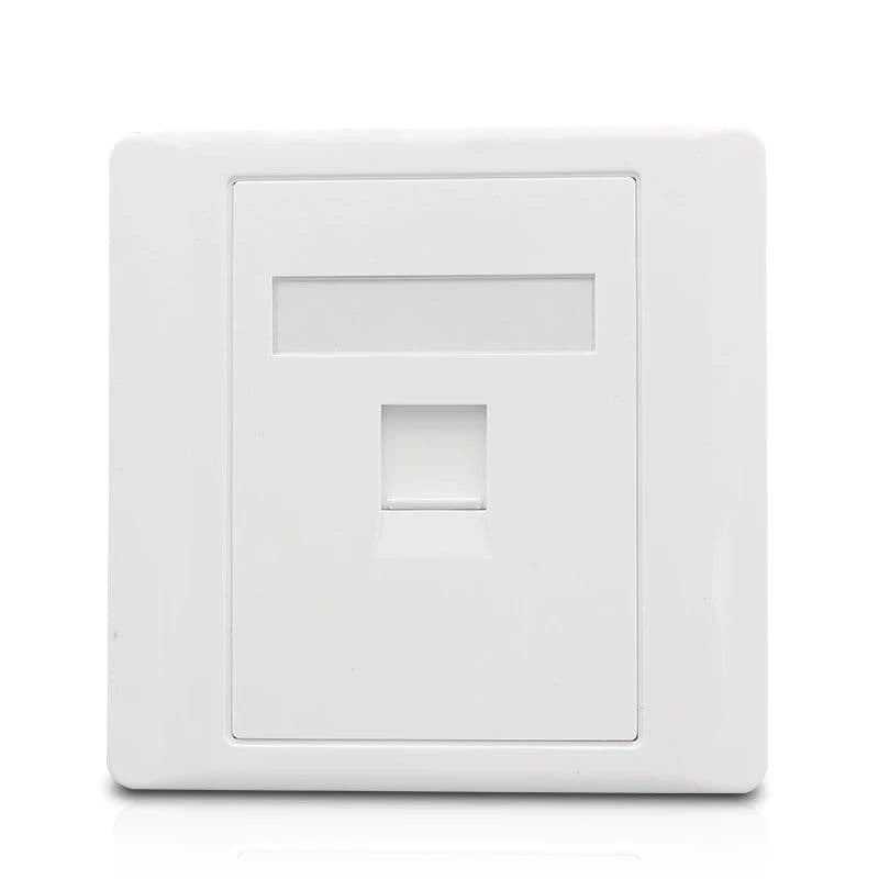 image-CAT6 RJ45 Network Wall Face Cover One Port Internet Panel Extruded Wire LAN Socket Faceplate In White For Tenda Ethernet Switch