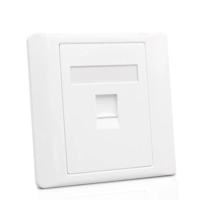 image-CAT6 RJ45 Network Wall Face Cover One Port Internet Panel Extruded Wire LAN Socket Faceplate In White For Tenda Ethernet Switch